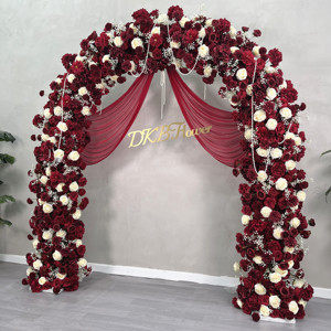 Arco de boda de flores blancas de mezcla roja elegante de lujo 2025 hecho de seda artificial para decoración de fondo de fiesta - Product Image 4