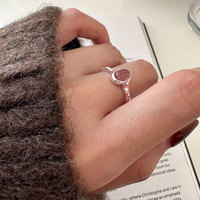 Bague en quartz rose fraise, argent sterling 925, cabochon éclatant, délicate, aura de printemps, bague élégante pour femmes, vente en gros