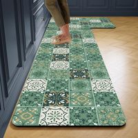 Modern Anti-Fatigue 2pcs Kitchen Mats Set Washable Non-Slip Waterproof Rubber Floor Rugs Comfort Cushion Geometric Pattern 2.5mm