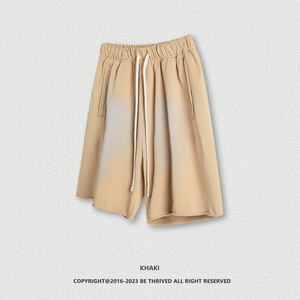 S3029 Men's Mid Waist <b>Gym</b> <b>Shorts</b> 100% Cotton Terry Custom Logo Acid Wash Vintage Raw Hem Anti-Wrinkle Hip Hop Style Board <b>Shorts</b> - Product Image 6