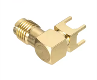 Conector RF de montaje en mamparo de ángulo recto, base de antena GPS con accesorio de soldadura para conectores coaxiales de PCB de orificio pasante,