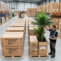 Palmier artificiel réaliste de qualité supérieure de 10 à 15 pieds, grand palmier Washingtonia protégé contre les UV avec tronc naturel pour la décoration d'hôtels de luxe