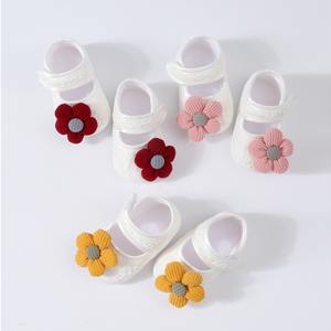 Chaussures pour tout-petits, chaussures à fleurs bébé fille antidérapantes douces, semelle souple en coton antidérapant légères chaussures bébé pour bébés âgés de 0 à 12 <span class=keywords><strong>mois</strong></span> - Product Image 1