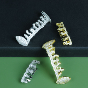 Grillz en or et diamants pour hommes, forme goutte d'eau, pour usage quotidien, origine Yiwu - Product Image 3