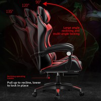 Fauteuil de bureau inclinable en cuir avec vérin à gaz 1 étape, accoudoirs réglables, base 5 étoiles et roulettes, idéal pour le gaming, le bureau et le streaming en direct