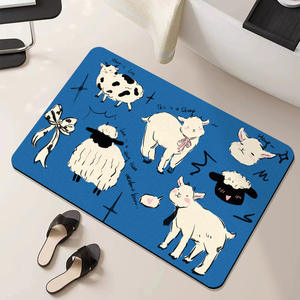 Cute Cartoon Sheep Bathroom Doormat Rectangle Absorbent Non Slip <b>Rubber</b> Bottom <b>Floor</b> <b>Mat</b> For Bath Entrance - Product Image 2