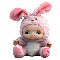 En gros, plusieurs modèles de jouets en peluche lumineux musicaux, poupées animales personnalisées avec visage en vinyle et dos en plastique, pour enfants unisexe de tous âges