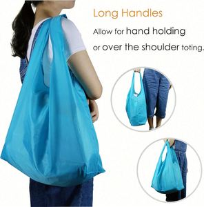 Wholesale Eco-friendly Grocery Large Capacity Portable Recycle Storage Folding Polyester Nylon <b>Foldable</b> Shopping <b>Bag</b> - Product Image 3