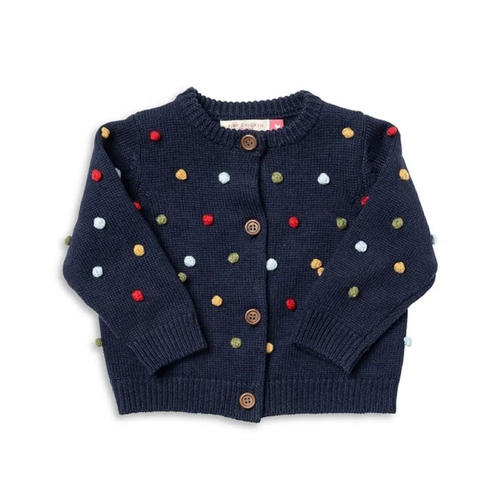 Cardigan maglione per bambini con motivo floreale a maniche lunghe lavorato a mano alla moda alla rinfusa