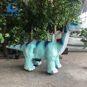Patinete favorito de los niños con control remoto de coche con batería de dinosaurio azul de simulación eléctrica para parque de atracciones, con monedas - Product Image 3