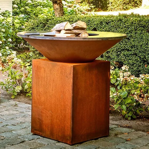 Barbecue d'extérieur en acier Corten, gril à charbon de bois, foyer à charbon de bois - Product Image 3