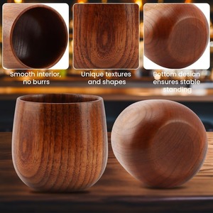 Tazze per Tè e Vino in Legno di Acacia Stile Giapponese Semplice e Lussuoso, Tazza in Legno Naturale Massiccio, Tazza per Tè e Acqua, Tazza da Tè Giapponese - Product Image 4