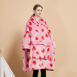 Bán Buôn Polyester Mùa Đông Flannel Lông Cừu Vải Unisex In Hơn Có Kích Thước Phù Hợp Với Tất Cả Các Áo Chăn Với Tay Áo - Product Image 3