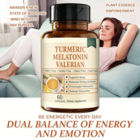 Kapsul Kompleks Kunyit Melatonin Valerian OEM, Bioperine untuk Meningkatkan Penyerapan, Mendukung Tidur, Suasana Hati, Keseimbangan Energi, Dewasa, 60 Pil