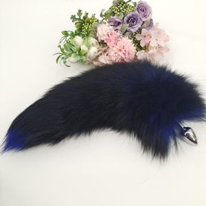 Masajeador de próstata de piel de zorro Real rojo de 38-40cm, tapón Anal de Metal, orejas de gato, estimulador de pezón, bolsa cosmética, Juguetes sexuales para Anal - Product Image 4