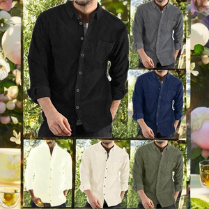 เสื้อเชิ้ตแขนยาวผ้าถักเนื้อนุ่มระบายอากาศดี สไตล์ลำลองสำหรับธุรกิจในเมือง แบรนด์ Exve Wholesale ผลิตจากผ้าฝ้ายผสมโพลีเอสเตอร์ สีพื้น ติดกระดุมเม็ดเดียว สำหรับผู้ชาย - Product Image 2