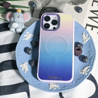 Coque de téléphone à panneau arrière magnétique remplaçable pour iphone 17 / 17pro/17promax/17air avec le bleu ciel à pois dorés
