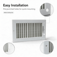Grille d'aération commerciale en acier laminé à froid de haute qualité 12*6 à simple lamelle avec contrôle manuel de la direction de l'air