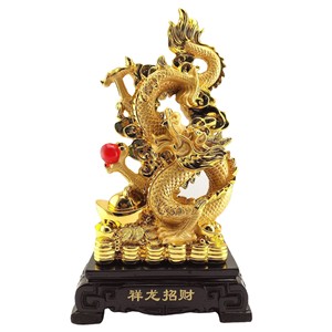 ดราก้อนบอล Z ตรุษจีนดั้งเดิมฮวงจุ้ยเรซินตกแต่งบ้านประติมากรรมทองงานฝีมือนำโชคตกแต่งมังกร - Product Image 3