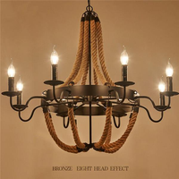 Lampe suspendue vintage créative E27, barre LED, corde de chanvre, lustre, style industriel rétro pour restaurant, salle à manger, décoration intérieure