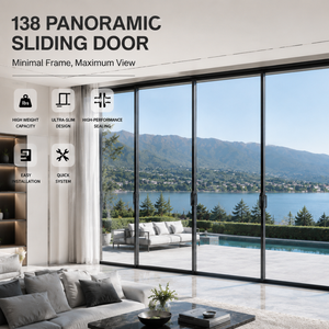 Porte coulissante en aluminium Deyu 138, style minimaliste moderne, certifiée NAFS, double vitrage panoramique, insonorisation, idéale pour les centres commerciaux, les halls et les hôtels - Product Image 2