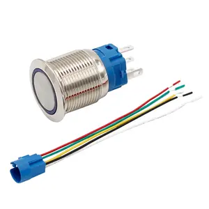 12mm/16mm/19mm/22mm/25mm/28mm/30mm ON OFF led metal push button switch with connector