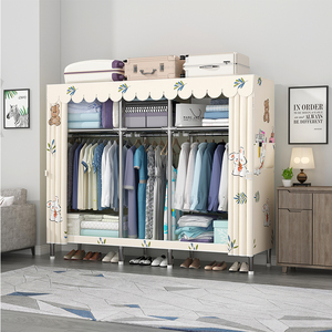 170cm Tragbarer Kleiderschrank mit Reißverschluss, Baby-Standregal zum Aufhängen von Kleidung, Kleiderschrank mit Eisenrahmen - Product Image 4