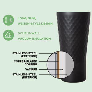 Vaso <span class=keywords><strong>de</strong></span> Cerveza <span class=keywords><strong>de</strong></span> Doble Capa <span class=keywords><strong>de</strong></span> Acero Inoxidable 304 <span class=keywords><strong>de</strong></span> 16 oz con Acabado Martillado y Borde Abocinado para una Experiencia <span class=keywords><strong>de</strong></span> Bebida Mejorada - Product Image 3