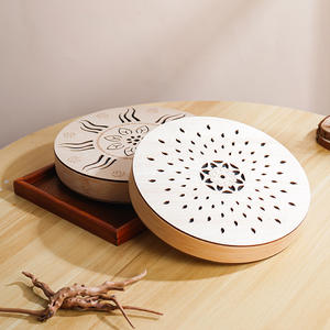 Tambor de Artesanía Artesanal con Patrón de Hojas, Instrumento de Sanación con Sonido de Lluvia y Onomatopoeias Naturales, Pequeña Percusión Étnica - Product Image 3