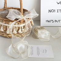 Pita Tulle Ekor Ikan untuk Pembungkus Buket Bunga, Bahan DIY Bunga, Poliester, Pinggiran Bergelombang, Pita untuk Penggunaan Dalam Ruangan, Model 10A52, Pernikahan