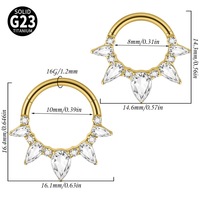 Anneau de septum articulé en titane G23 ASTM F136, clicker, anneau de nez, bijou de piercing polyvalent pour hélix et cartilage
