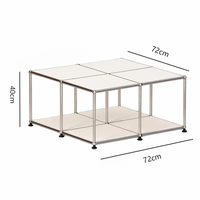 Mesa de Centro de Acero Inoxidable, Mesa Auxiliar para Sofá, Estante de Almacenamiento, Mueble de Almacenamiento con Tapa de Vidrio o Acero para Sala de Estar, Muebles para el Hogar