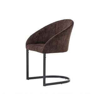 Nordic OEM Mobilier de maison moderne et contemporain Ensemble de salle à manger de luxe <span class=keywords><strong>Fauteuil</strong></span> de salle à manger en cuir avec bras incliné arrière Emery Barrel - Product Image 2