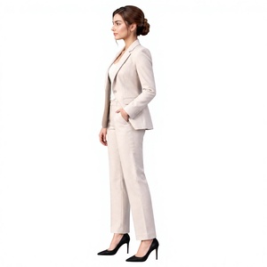 Blazer de bureau pour femme -2026 - Ensemble pantalon uni à col cranté, simple boutonnage, manches longues, infroissable, toutes saisons - Vente en gros - Product Image 3
