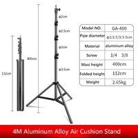 4M tugas berat aluminium Aloi bantalan udara Telescoping Light Stand 1/4 "3/8" sekrup adaptor Tripod untuk fotografi profesional