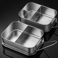 Boîte à lunch simple en acier inoxydable ZB avec poignée, étanche, qualité alimentaire 304, 850 ml, 1150 ml, 1750 ml, 3 compartiments, école, bureau, vente en gros