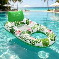 Fauteuil gonflable de piscine, chaise longue aquatique, radeau de piscine avec imprimé tropical pour adultes, été, plage, piscine