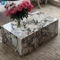 Table basse de salon de luxe en marbre Calacatta Violet Viola, style socle bas, couleur violet