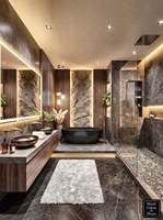 Villa d'hôtel au design moderne italien de luxe, architecture, rendu 3D, service de design d'intérieur avec mobilier