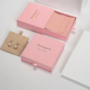 2023 deep pink new Exquisite fashion custom logo packaging sliding small jewelry boxes