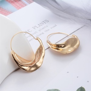 Pendientes <span class=keywords><strong>de</strong></span> aro <span class=keywords><strong>de</strong></span> <span class=keywords><strong>oro</strong></span> y plata para mujer, pendientes <span class=keywords><strong>de</strong></span> aro con diseño geométrico único, Irregular, cesta grande, barco, Fulani - Product Image 4