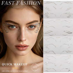 Autocollant Tatouage Éphémère YXT-0001 Effet Métallique Argenté pour les Yeux 130x80mm, Forme Étoile, Impression par Transfert sur Film PET pour Art Facial - Product Image 2