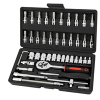 AIRAJ 8036 Jeu d'outils de réparation automobile en acier inoxydable avec tournevis, clés à molette, rallonges et étui rigide