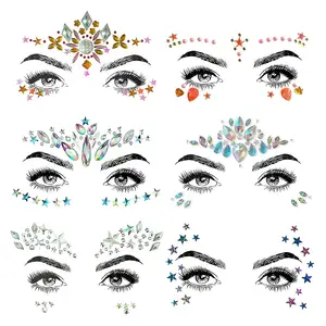 Festival Face Glitter Crystals Stickers 6 Pcs Eyes Body Temporary Tattoos