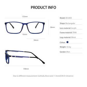 Monturas Ópticas TR90 para <span class=keywords><strong>Hombre</strong></span> de Negocios, Duraderas, Flexibles y Cómodas para Uso Diario en la Oficina - Product Image 5