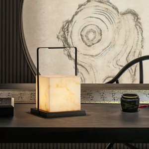 Lámpara de mesa minimalista, cubo de mármol, fuente de luz LED, control de interruptor para estudio, dormitorio, sala de estar, iluminación decorativa - Product Image 1