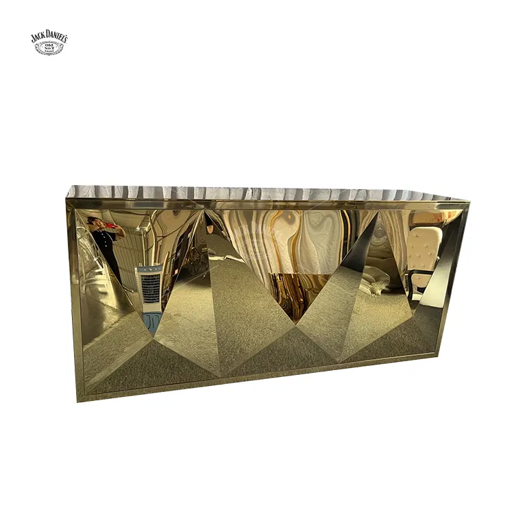 Mostrador de barra de acero inoxidable al por mayor a bajo precio, mesa de barra dorada de diseño lujoso