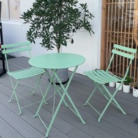 Ensemble de 3 pièces de bistrot à bas prix ensemble de meubles de patio de grande capacité de charge table française pliable de balcon en métal et 2 chaises pour l'extérieur