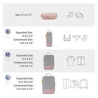 Ensemble de 6 cubes de compression pour bagages de voyage, organisateur de bagages personnalisé de luxe avec étiquette privée et sac à chaussures pour femmes