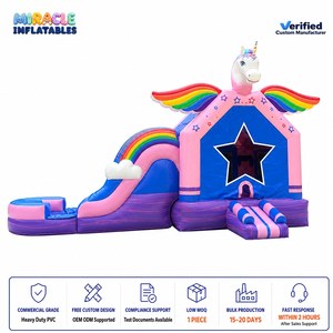 Castillo Inflable Unicornio <span class=keywords><strong>con</strong></span> Alas de Arcoíris, <span class=keywords><strong>con</strong></span> Tobogán, Uso en Seco y Mojado, para Fiestas de Cumpleaños, Comercial - Product Image 1